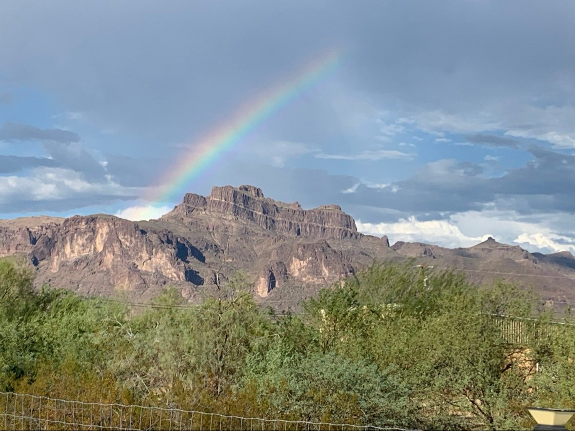 A rainbow over the Superstition Mountains, Apache Junction