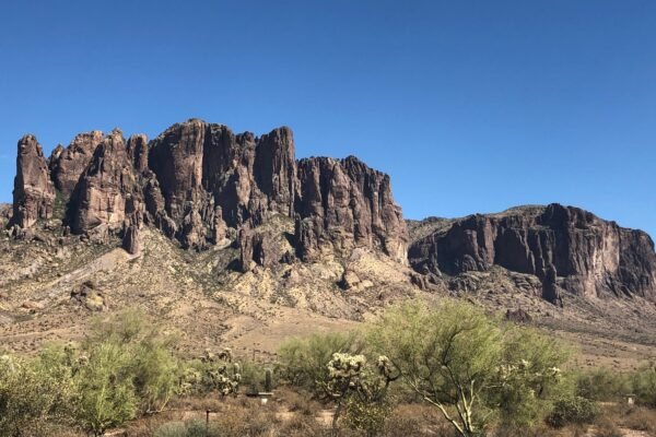 Superstition Mountains ridgeline viewed from Lost Dutchman State Park