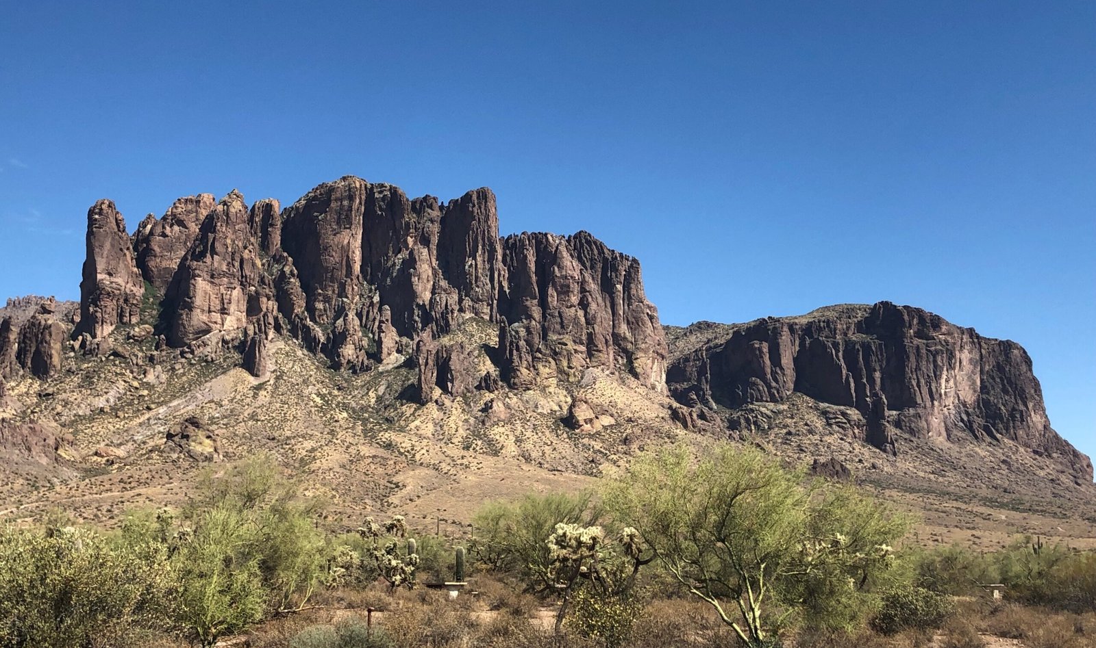 Superstition Mountains ridgeline viewed from Lost Dutchman State Park
